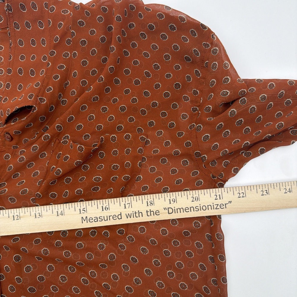 Free People Easy Rider Sheer Blouse Size XS Small Burnt Orange Paisley Pockets - Picture 8 of 8